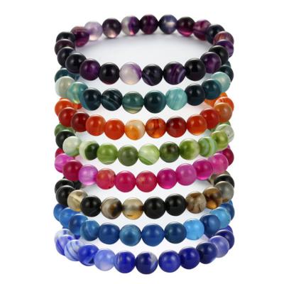 China Matte Agate DIY Matte Agate Stone Beads Bracelet Crystal Striped Agate Bracelet wholesale for women and men for sale