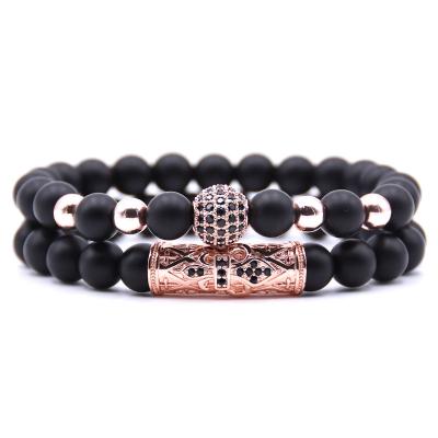 China Fashion Multi Layered Zircon Beads Bracelet Custom Jewelry Men's Bracelets Handmade Natural Stones Bead Bracelet for sale