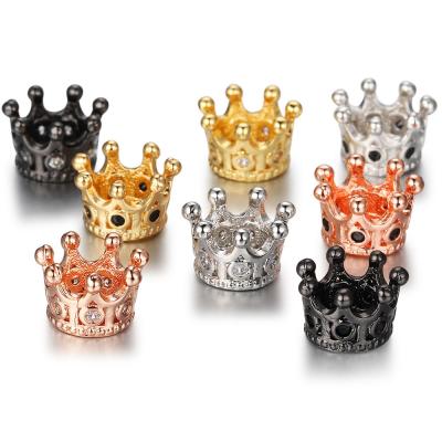 China TRENDY Wholesale Jewelry Finding Imperial Crown Beads Pave Clear CZ Crown Spacer Beads For Bracelet Making for sale