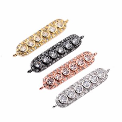 China Wholesale Cute Micro Pave CZ Zirconia Charms 32*8mm Accessories Jewelry Making Copper CZ Charm Beads Connector for sale