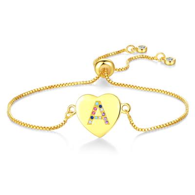 China FASHIONABLE Love 26 Favorite Letter Couples Jewelry Adjustable Bracelets Plating Protective Alphabet Pull Smoky Bracelets for sale