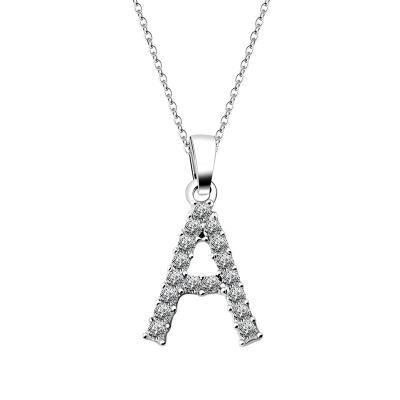 China 2021 FASHIONABLE Hot Letter Chain 26 Zircon Clavicle Microset Necklace English Alphabet Style Amazon Necklace Silver Plated Pendant For Gift for sale