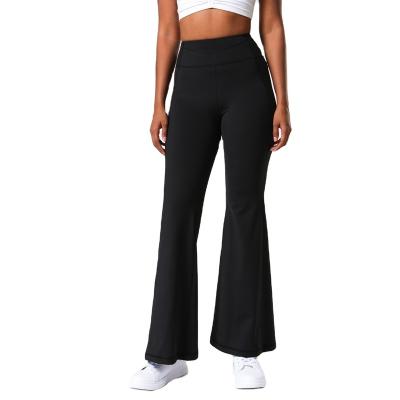 China 2022 Yoga Gym High Waist Pants New Arrival Breathable Tummy Control Gaiters Wide Leg Pants Wide Leg Pants Women Sexy Thin Flared Casual Gaiters for sale