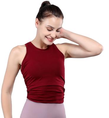 China Popular Wholesale Breathable Women's Workout Crop Tank Top Sport Tight Quick-Dry Sexy Naked Bra Yoga Shirts for sale