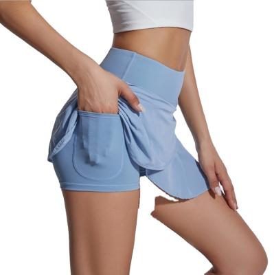 China High Waist Sports Shorts Womens Running Proof Breathable Two Piece Lightweight Fitness Pants Covering Yoga Skirt Pants for sale