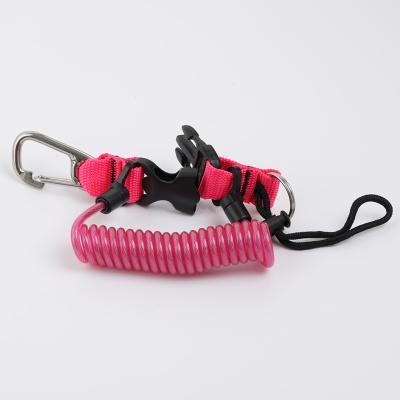 China Retractable Reinforced Plastic Steel Wire Spring Coil Diving Lanyard With Snap Hook for sale