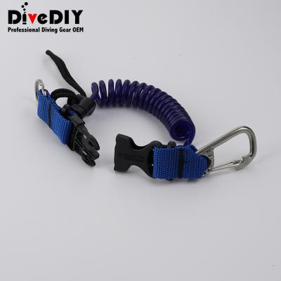 China Spring Retractable Rope Water Sport Game Customized Coiled Safety Tool Lanyard For Scuba Diver for sale