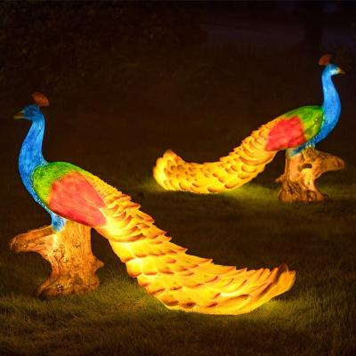 China Resin Factory Prices Directly Landscape Garden Holiday Street Decoration Animals Lamp Led Artificial Luminous 3d Pattern Peacock Light for sale