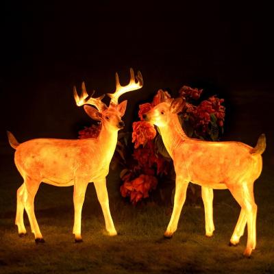 China Wholesale FRP Animal Light Outdoor Streetscape Garden Holiday Decoration Led Bright Pattern 3d Animals Deer Light for sale