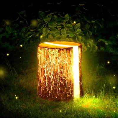 China Outdoor Wooden Tree Light Wholesale FRP Landscape Garden Holiday Decoration Led Pattern 3d Artificial Wooden Stump Tree Light for sale