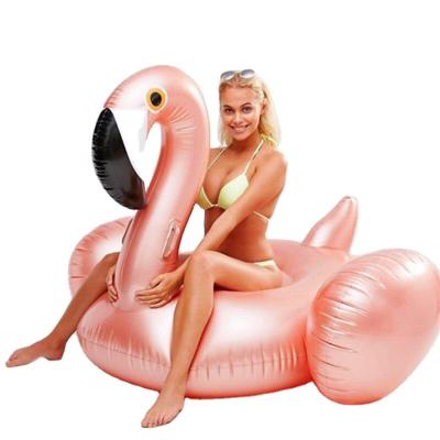 China WOMEN'S Rose Golden Flamingo Inflatable Pool Float Circle Ring Pool Party Toys Water Mattress Beach Swimming Rubber Bed For Adults Kid for sale