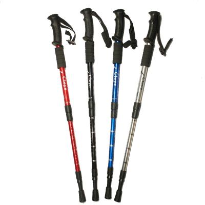 China Aluminum Foldable Outdoor Hiking Poles Ultralight Telescopic Camping Walking Stick Poles Hiking Accessories For Trekking Self Defense Weapo for sale