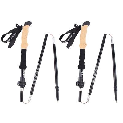 China 2Pcs Carbon Steel Increasing Canes Ultralight Carbon Fiber Trekking Poles Camping Increasing Poles Foldable Nordic Walking Telescopic Crutches for sale