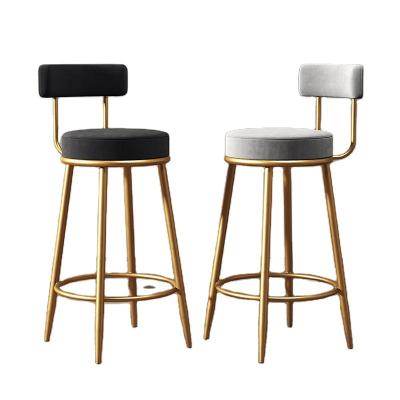 China Modern Nordic Simple Creative Gold Front Cafe Bar Chair High Wrought Iron Bar Stool Furniture for sale