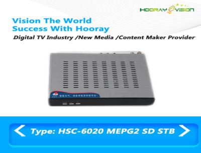 中国 黒いSD DVB Cのセット トップ ボックスMpeg2の鋼鉄箱可聴周波ビデオ インターフェイスIRのリモート 販売のため