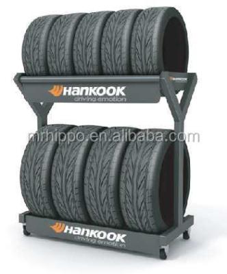 China 2 Layers Eco - Friendly Tire Display Rack With Casters for sale