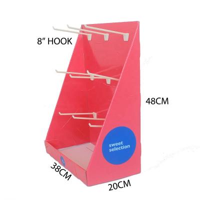 China Eco - Friendly Customized Cardboard Display With Hook For Candy Snack for sale