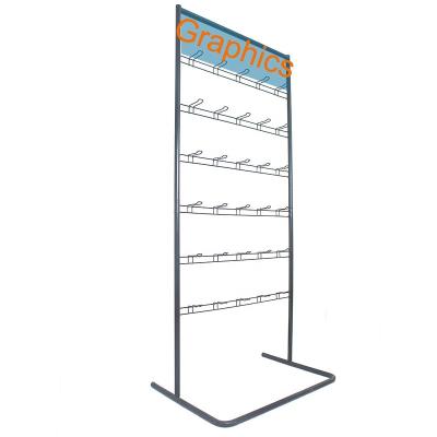 China custom metal floor snack display rack steel wire hook display rack 35010 for sale