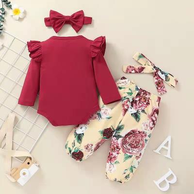 China New 2021 Baby Printed Crawling Suit Isn Casual Pantsuit Baby Spring And Halter Two Piece Set Autumn for sale