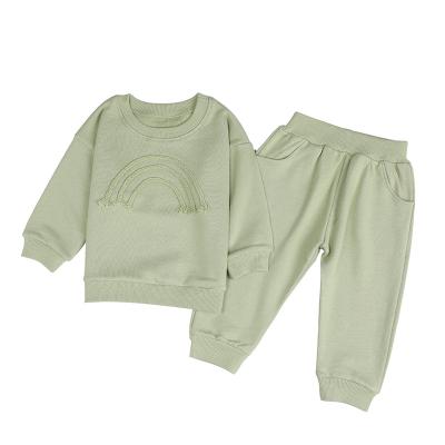 China Spring and Autumn New Pure Children's Casual Clothes Children's Suit Long Sleeve Rope Decorated Jacket+Pocket Pants for sale