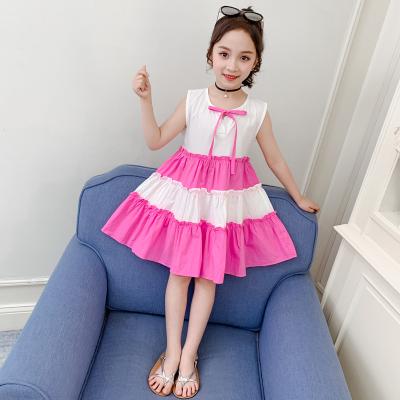 China New Viable Girls Summer Dress Suspender Dress Super Fashionable Slim Color Contrast Vest Skirt for sale