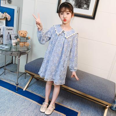 China Viable Girls' Autumn New Korean Style Dress 2021 Mid And Fashionable Big Children's Court Style Long Sleeve Lace Princess Dress for sale