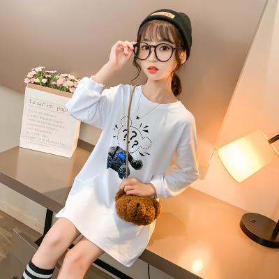 China Viable factory wholesale girls spring cute long-sleeved dress cartoon casual dress to send the bear bag for sale