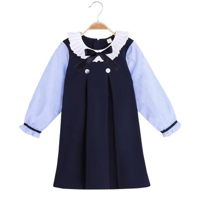 China Viable Spring Casual Pleated Lapel Quilting Zipper Short Skirt Autumn Bowknot Girls Long Sleeve Back Skirt for sale