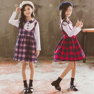 China New design fashion spring factory girl's long sleeve plaid dress European custom workable autumn uniform student uniform for sale