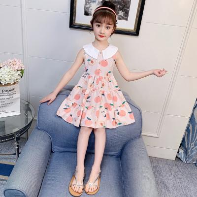 China New viable girls' summer dresses, western style cotton silk skirts, summer children's peach cotton for sale