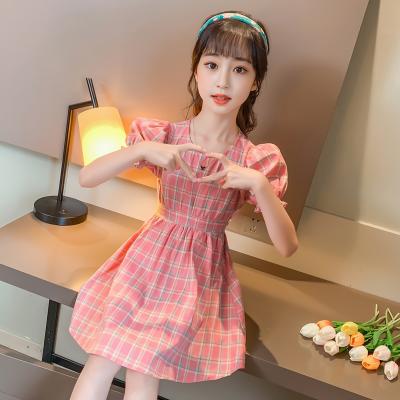 China Girls Dresses New Little Girl Long Skirt Princess Summer Viable Style Western Style Plaid Skirt for sale