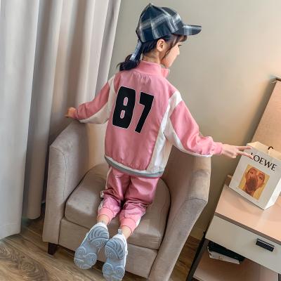 China Casual children's sets spring and autumn girls' sports and new loose leisure zipper sweater jacket + sports pants two-piece suit for sale