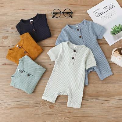 China 100% Bamboo Fiber Border Kids Wear Solid Color Baby Onesie Summer Short Sleeve Baby Wrap Pet Clothes New Stitches Stripe Climbing Suit for sale