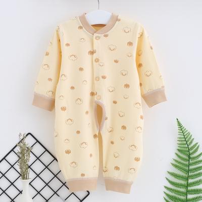 China 100% Cotton Baby Spring and Autumn Pure Seamless Newborn Baby Clothes Long Sleeve Cotton Romper for sale