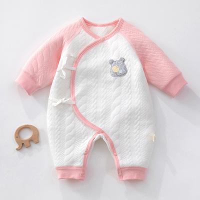 China Lovely baby overalls autumn and winter newborn clothes warm baby clothes quilted newborn pajamas spring and autumn baby romper pajamas for sale