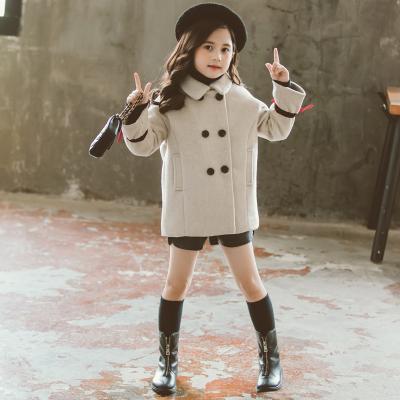 China Korean style autumn and winter children's western style plus size girls' sleeves ribbon woolen coat thickened girls' fashion for sale