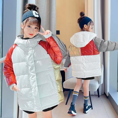 China New winter casual girls' cotton-padded jacket shiny thickened cotton warm coat 2021 western style down loose cotton coat for sale