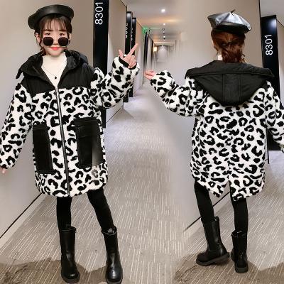 China New girls casual winter warm leopard-copy quilting fashionable coat boys and girls large cotton-padded jacket for sale