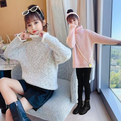 China New Size Girls Autumn/Winter Chenille Sweater 2021 New Children's Stylish Turtle Neck Lower Sweater For Kids for sale