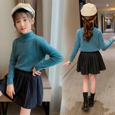 China Viable imitation mink fur girl's top collar set net red air new warm autumn and winter children's knit bottom shirt for sale