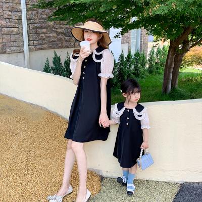 China Summer Fashion Clothing Babies Princess Dresses Women Retro Breathable Casual Family Dress Matching Outfits for sale