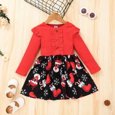 China 2021 viable European and American spring and winter children's Christmas dress cross-border girls for sale