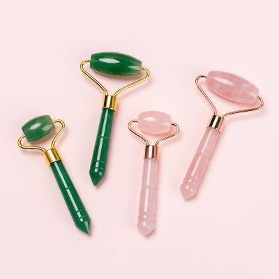 China Single Header Jade Roller Noiceless Rose Quartz Facial Jade Roller Body White-Handheld Insertion Massager for sale