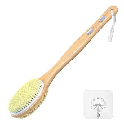 China All Natural Bamboo Body Brush with Stiff and Soft Natural Bristles, Back Bath Brush for Shower with Long Handle, Double Sided Brush Head for sale