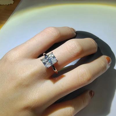 China Fashion jewelry 7*9MM environmentally friendly radiant cut moissanite jewelry S925 sterling silver ring for sale