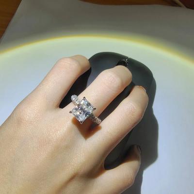 China Factory 7*9MM Moissanite Ring 3ct Radiant Cut Woman Jewelry 925 Sterling Silver Environmentally Friendly Rings Jewelry Women for sale