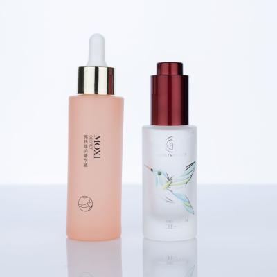 China Frosted Cosmetics Custom Design Glass Dropper Bottle Custom Glass Dropper Bottle Dropper Bottle Volume for sale