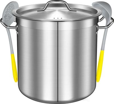 China Viable High Quality Commercial Cookware 20 Quart 304 Stainless Steel Capsulated Induction 30*30cm Stock Pot Soup Pot Large To Large for sale