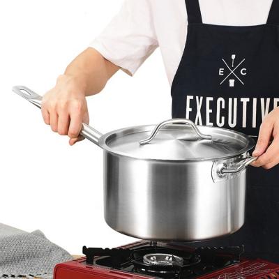 China Stainless Steel 16-30cm Sustainable Chef Cooker Hotel Restaurant Capsulated Induction Deep Commercial Pan Sauce Pan for sale