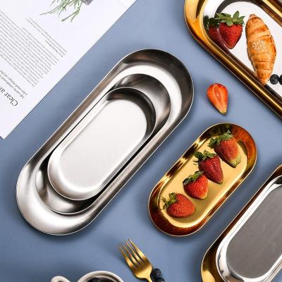 China Wholesale Luxury Customized Eco-friendly Silver Fruit Tray Serving Tray Coffee Metal Tray Metal Hotel Restaurant Tea Tray Gold Stainless Steel for sale